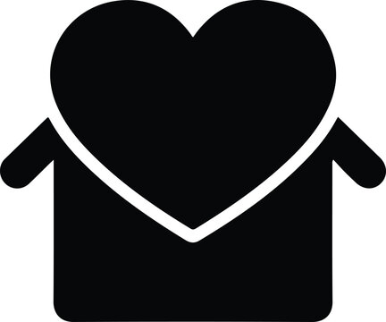 Heart-House Silhouette Icon Vector Design For Charity Real Estate Logo