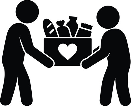 Food-Donation Volunteer Box Icon Vector Design For Charity Logo