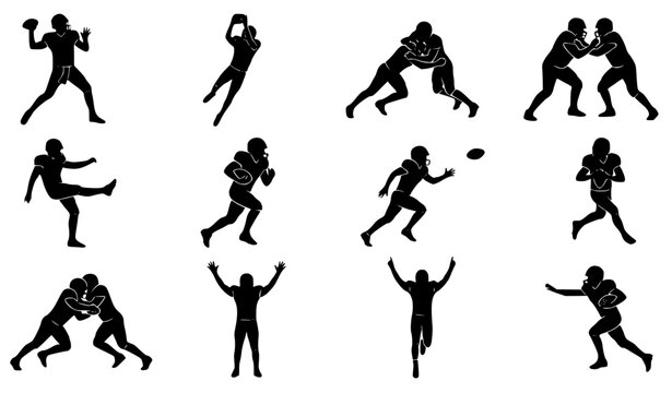 American Football Athlete Action Silhouette Collection