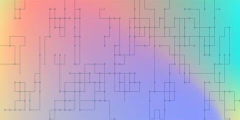 Obraz premium Abstract Technology Background with Geometric Circuit Network Lines and Soft Gradient Illustration