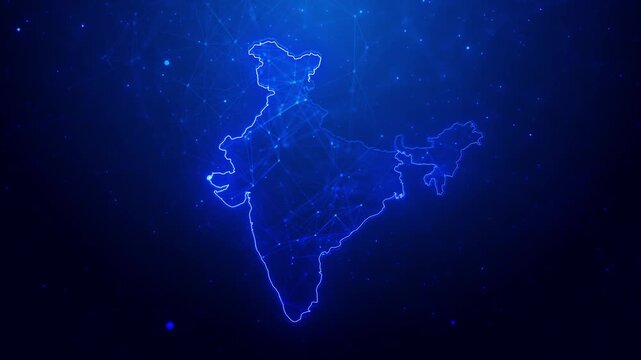 Digital india map glowing connections avatar futuristic background. Ai interface digital signage office. Futuristic screen alerts. 3D Country Map for Politics, Elections, Travel News and Sports Events