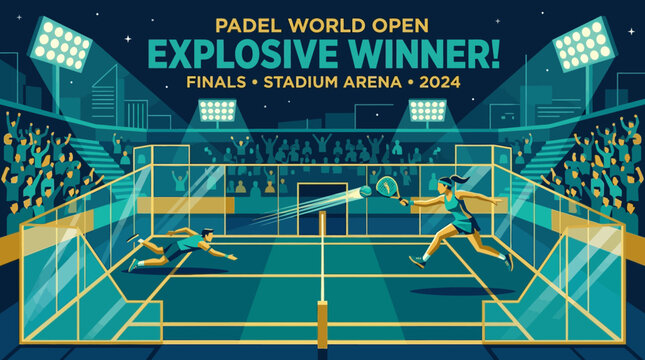 Padel Tournament Finals Explosive Winner Stadium Arena Illustration 2024