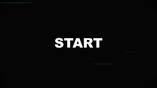 Start button, isolated on black background, white text, clean design, for projects and interfaces