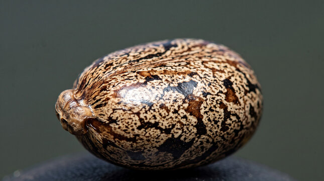 Extreme macro close up of a patterned castor bean seed