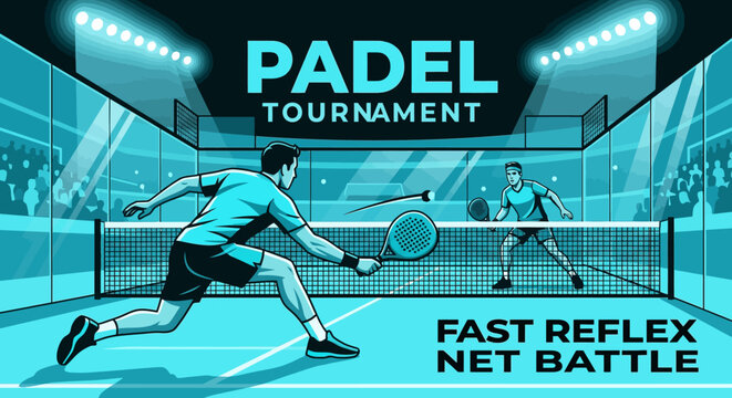 Padel Tournament Dynamic Court Action Fast Reflex Net Battle