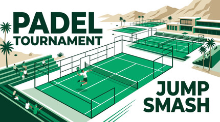 Fototapeta premium Padel Tournament Action Dynamic Jump Smash Illustration