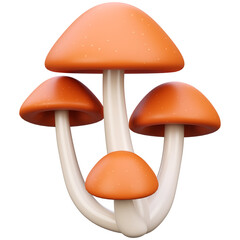 Three orange mushrooms with white stems and speckled caps on transparent background mushroom fungus © Sajedul