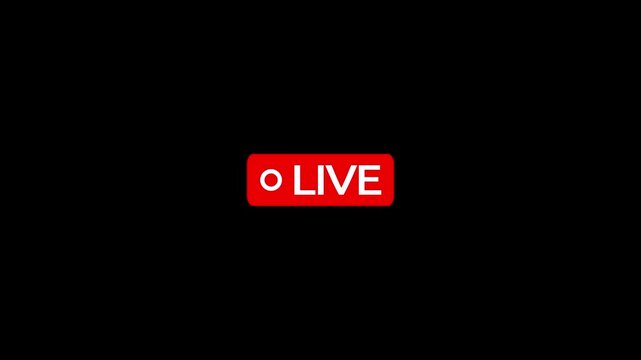 Live text icon animation on black background, live chat text 4k video animation,live video broadcasting icon animation.