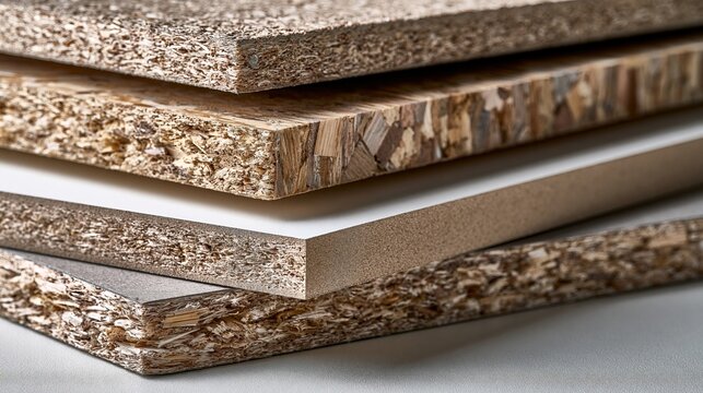 Layered MDF Sheets Showing Pressed Timber Textures Isolated