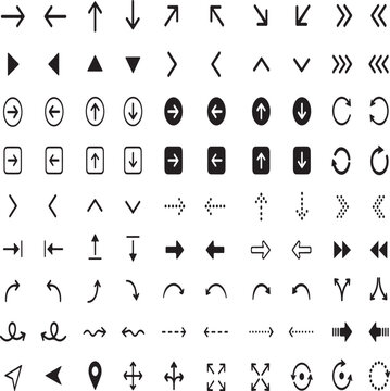 Set of various hand drawn arrows and direction icons