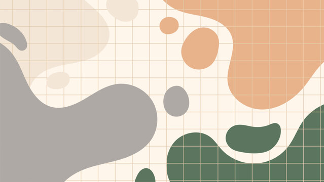 Minimalist Abstract Organic Shapes Background with Grid Pattern and Earthy Tones
