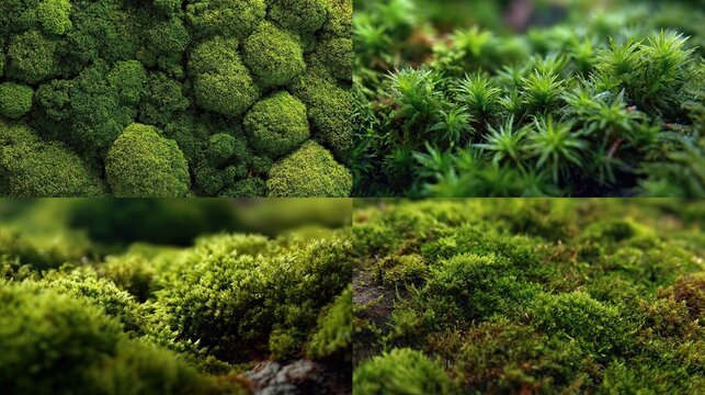 Close-animated movie of vibrant green moss texture, showcasing natural details and organic forms in a macro shot
