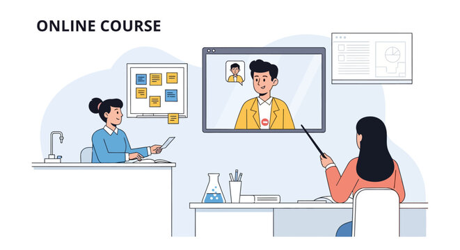 Online Course Learning Education Digital Classroom.