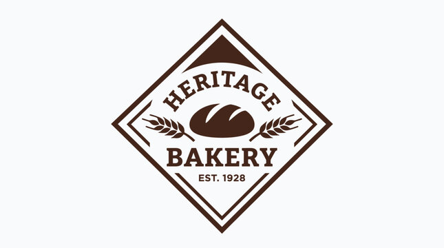 Vintage Heritage Bakery diamond shaped bread logo design.