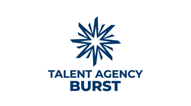 Blue starburst Talent Agency Burst creative logo design.