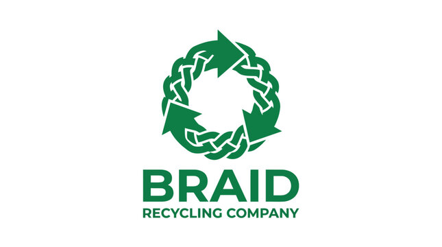 Green braided recycling arrow circle logo for sustainable business.