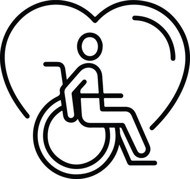 Wheelchair Accessibility Heart Support Line Art Vector Icon For Healthcare Logo