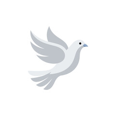 Fototapeta premium Minimalist vector illustration of a flying white dove symbol.