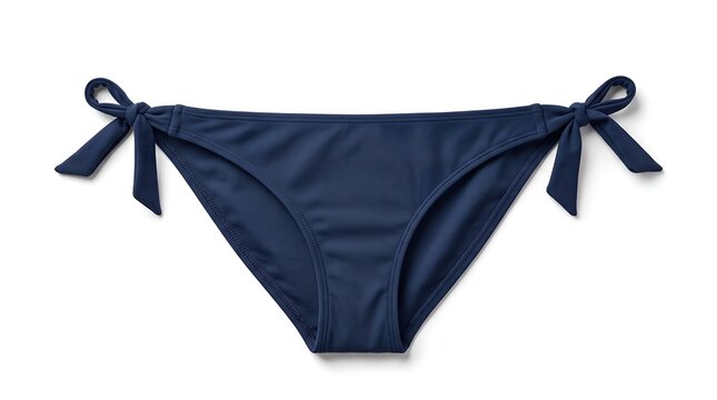 Dark Blue Bikini Bottom with Side Tie Detail.