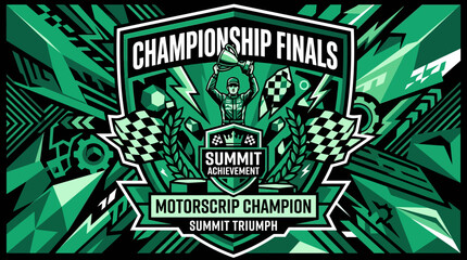Obraz premium Motorsport Championship Finals Summit Achievement Trophy Victory Graphic Design