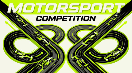 Obraz premium Motorsport Competition Dynamic Racing Cars Speeding On Track