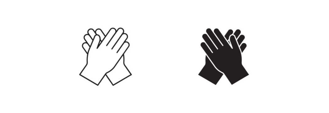 Clapping hands icon set featuring outline and solid styles for applause and appreciation