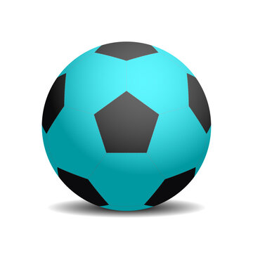 Futuristic soccer ball vector icon with glowing neon blue panels

