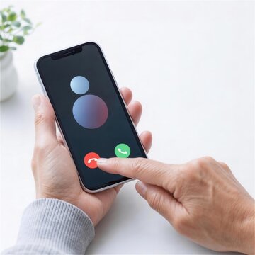 知らない番号からの着信をスマートフォンで拒否する手元