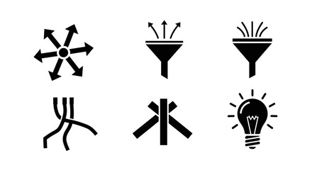 Naklejka premium Set of Icons: Idea, Process, Flow, Connection, Solution, Innovation