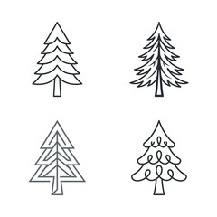 Obraz premium Four distinct illustrations of trees showcasing various styles and designs, suitable for nature-themed projects