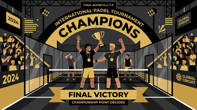 International Padel Tournament Champions Celebrating Final Victory