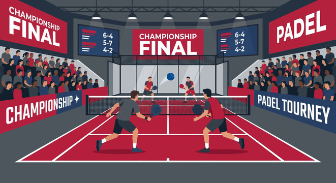 Intense Padel Championship Final Match With Enthusiastic Crowd Watching