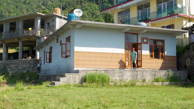Mountain house in rural village. Traditional home, Kareri Lake, Kangra, Himachal Pradesh.