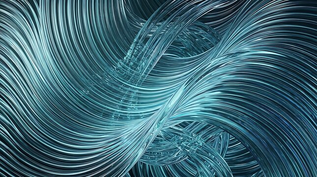 Abstract blue fluid dynamics render with swirling lines and curves
