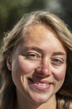 Young woman grinning, Happy, Greece