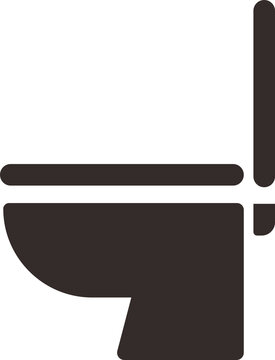 Minimalist black toilet icon silhouette isolated on white background for restroom signage and plumbing graphic design illustration