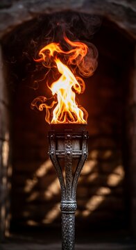Ember's Embrace: A Fiery Beacon in Ancient Stone