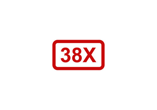 Number Thirty-Eight in a Red Frame: A simple graphic representation displaying the number thirty-eight, with the letter X beside it, enclosed within a bold red rounded rectangle.