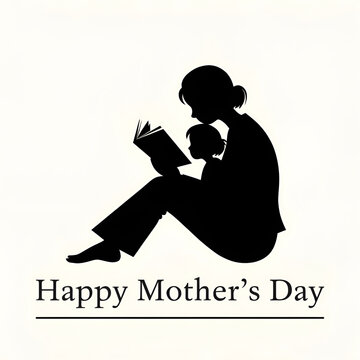 happy mother day silhouette with mother and children