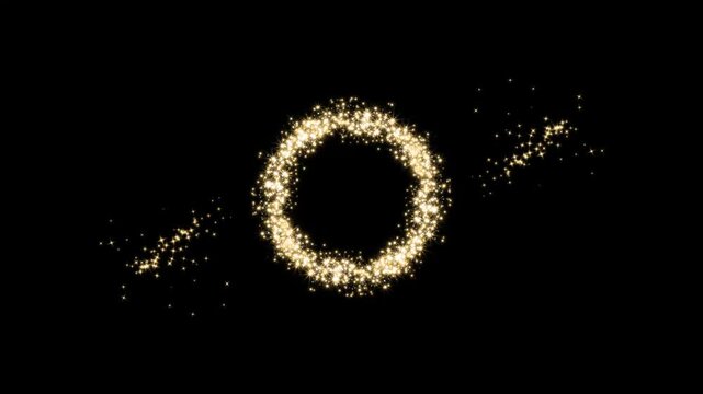Abstract golden stardust trail with twinkling glitter stars and glowing light sparks, Glowing sparkle stars line animation, 2D flat sparkle effect overlay on green screen background