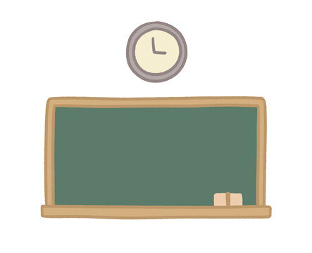 classroom blackboard and clock