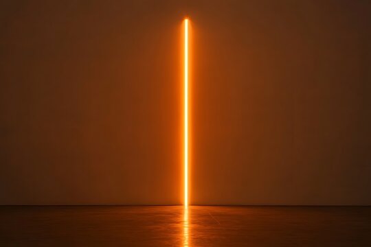 A lone beam of light piercing through the night sky over a serene body of water