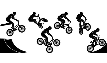 Obraz premium BMX Stunt Rider Silhouette Collection EPS Vector