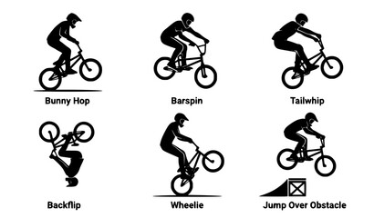 Obraz premium Extreme BMX Freestyle Black Silhouette Icon Pack