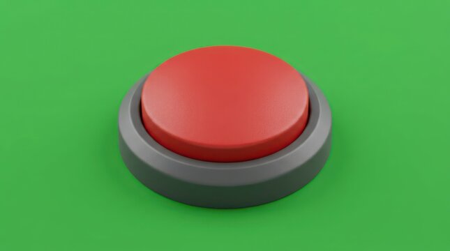 Large red push button on a green background