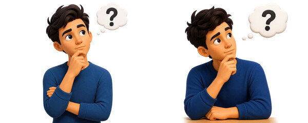 man with a question mark on his head thinking person.