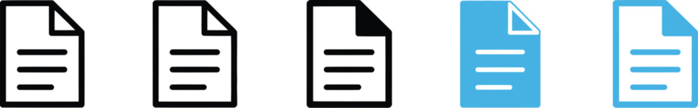 Document file icon featuring text page symbol for paper, report, form, article, and document management interface design.