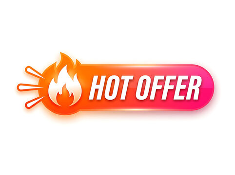 Hot offer badge with fire icon and gradient design