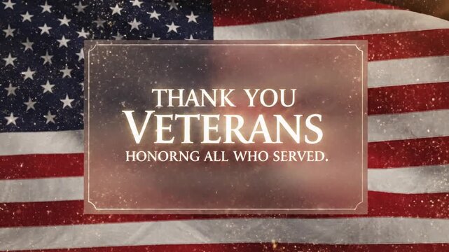Thank you veterans text over waving American flag background