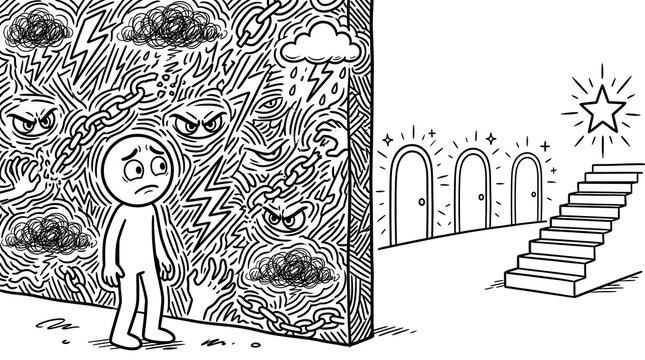 Person facing mental health challenges. Overcoming anxiety and finding a path to hope.